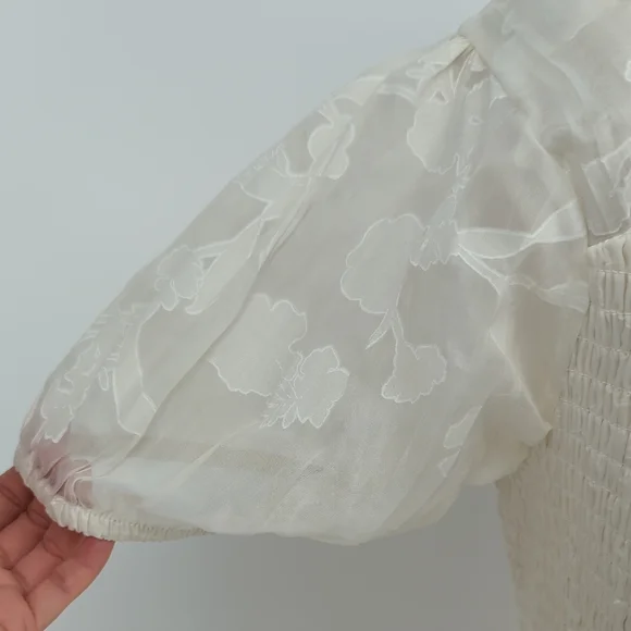 30082 Torrid Floral Smock Midi Dress White size 3X bohemian cottagecore peasant - Picture 5 of 10